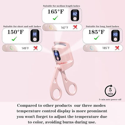 USB Rechargeable Heated Eyelash Curler with 3 Heating Modes